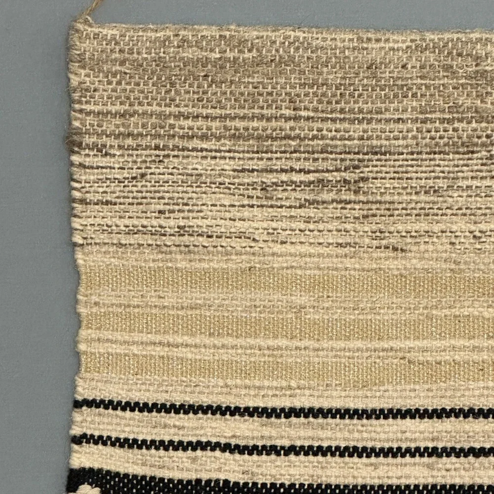 Threshold Woven Geometric Wall Hanging Tassel Trim Beige Black Boho Decor 18x25
